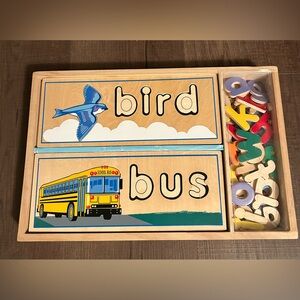Melissa & Doug Wood See & Spell Classic Learning Game 8 Boards with 64 Letters